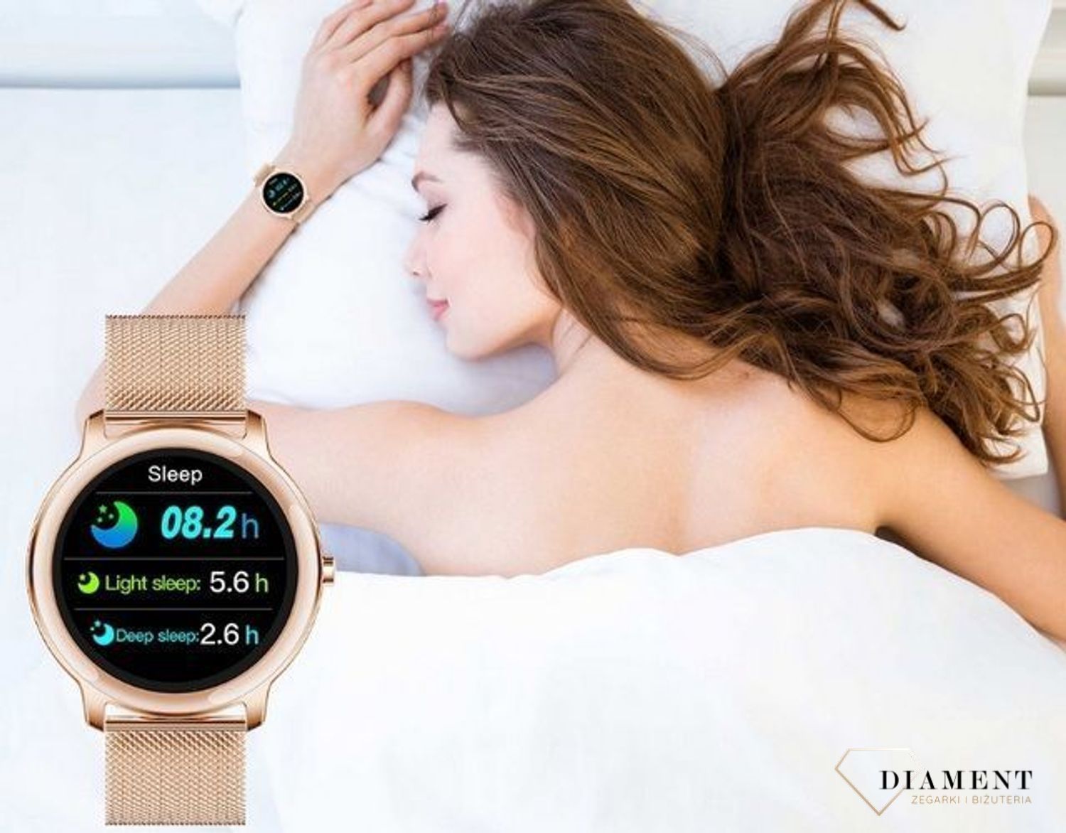 Smartwatch Rubicon na bransolecie Super Slim 9 mm różowe złoto RNBE66v.jpg